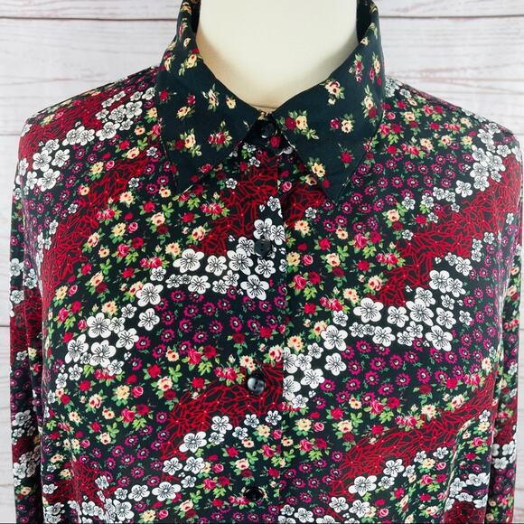 Jordan Woman floral blouse sheer silky long sleeve - Picture 2 of 10